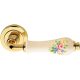 Linea Cali Dalia bright brass round rosette handle set pink flower patterned ivory porcelain