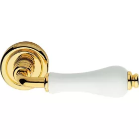   Linea Cali Dalia set mâner rotund din alamă strălucitoare cu porțelan alb 600 RB 103 PB LU