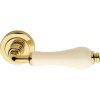 Linea Cali Dalia bright brass round rosette handle set with ivory porcelain 600 RB 103 PA 