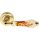 Linea Cali Dalia bright brass bronze round rosette handle set brown flower patterned ivory porcel