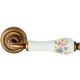 Linea Cali Dalia brushed bronze round rosette handle set with pink flower patterned white porcelain 600 R