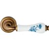 Linea Cali Dalia brushed bronze round rosette handle set with blue flower patterned white porcelain 600 RB 103 