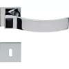 Linea Cali Elios Crystal, cromat strălucitor, set de mânere pentru rozetă pătrată plată cu cristal negru jet 13