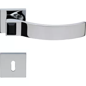   Linea Cali Elios Crystal, cromat strălucitor, set de mânere pentru rozetă pătrată plată cu cristal negru jet 13
