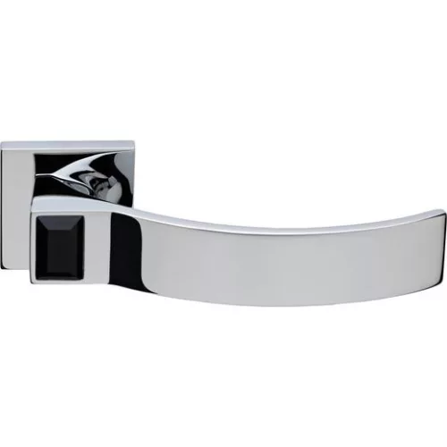 Linea Cali Elios Crystal set de mânere rozetă pătrată crom strălucitor cu cristal negru jet 1343 RB