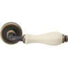 Linea Cali Erica matte bronze / ivory colored porcelain round rosette handle set 1296 RB 103 B