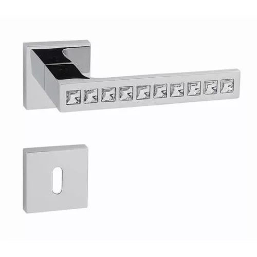 Set de mânere cu rozetă pătrată din crom strălucitor Linea Cali Reflex 1215 RB 019 CR