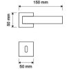 Linea Cali Sintesi matt verchromtes quadratisches Rosetten Türknauf Set 1300 RB 019 CS