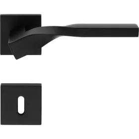   Linea Cali Twist Zincral set de mânere rozetă pătrată plat negru mat 489 RB 024 VE