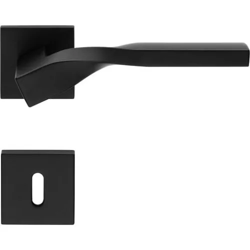 Linea Cali Twist Zincral set de mânere rozetă pătrată plat negru mat 489 RB 024 VE