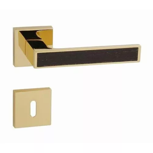 Set de mânere cu rozetă pătrată aurit Linea Cali Zen Wengé 1158 RB 019 OZ