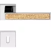 Linea Cali Zen Fusion crom strălucitor - set de mânere rozetă pătrată auriu satinat 1585 RB 019 CZ