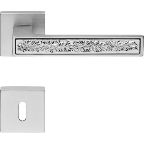 Linea Cali Zen Fusion crom strălucitor - set de mânere rozetă pătrată crom mat 1585 RB 019 CC