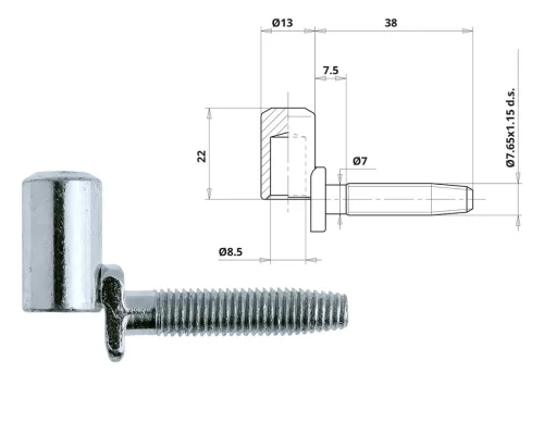 Otlav hinge 2-part rotating 050/13 GIRL silver