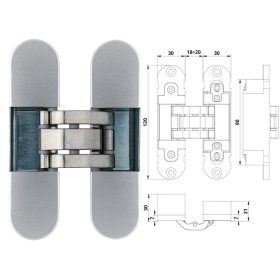 Otlav pánt rejtett IN300 3D 30x120mm horg.