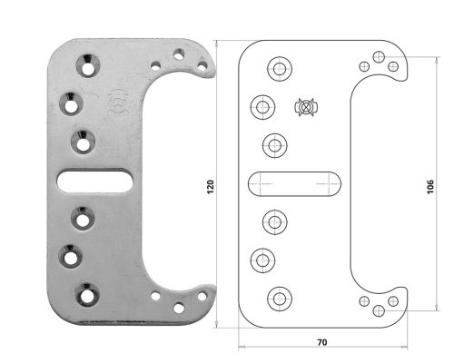 Otlav hinge hidden 3D 30x120mm fixing element.
