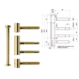 Otlav hinge 3-piece bag wood 15mm Brass complete