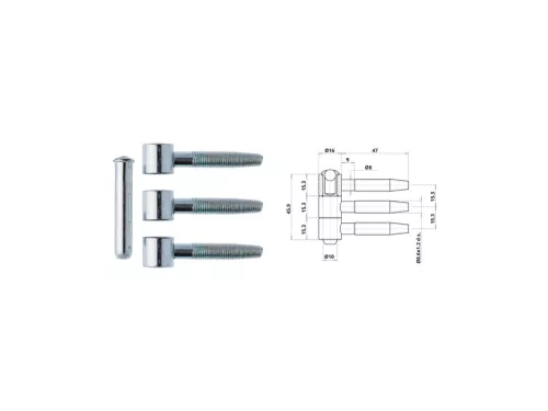 Otlav hinge 3 parts 16mm silver plain LF
