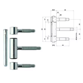 Otlav hinge 3 parts 20mm Silver inlay