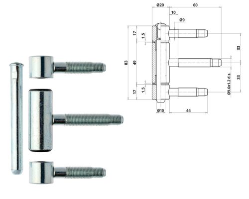 Balama Otlav 3 părți 20mm incrustație argintie