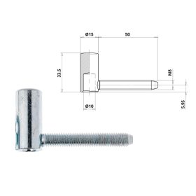 Otlav pánt Statikus M8x50 LÁNY horg. 15mm