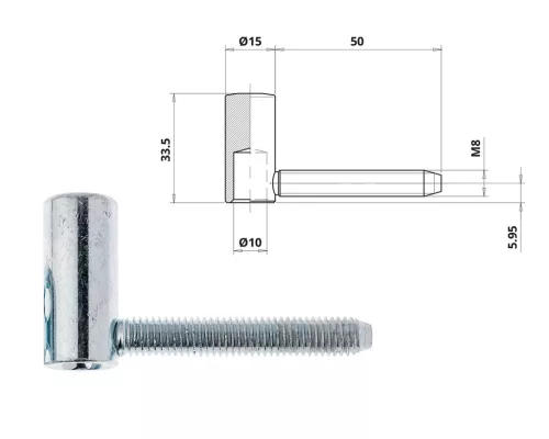 Otlav hinge Static M8x50 GIRL galvanized 15mm