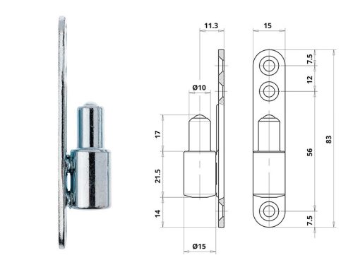 Otlav pánt Statikus lemezes FIÚ horg. 15mm