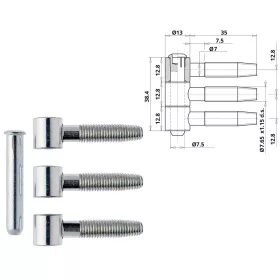 Otlav hinge 3 parts 13mm Silver