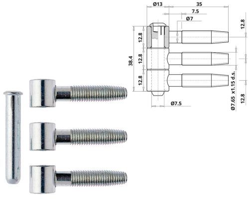 Otlav hinge 3 parts 13mm Silver