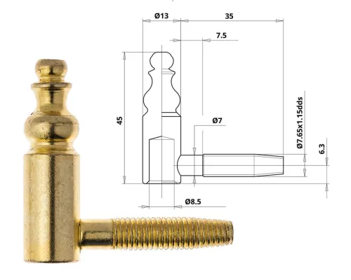 Otlav hinge 2-part decorative 13mm GIRL copper