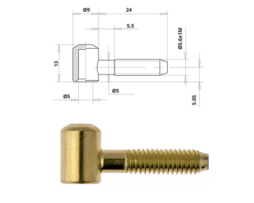 Otlav hinge 2 parts Plain 9mm GIRL copper