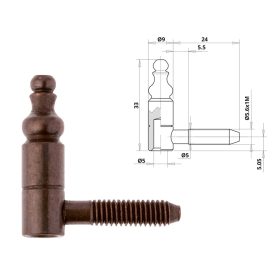 Otlav pánt 2 részes díszes 9mm LÁNY bronz