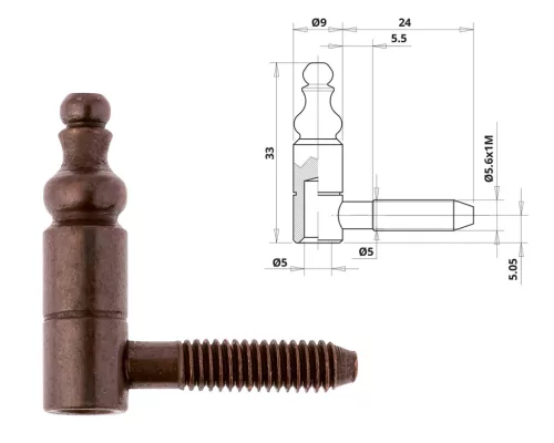 Otlav hinge 2-part decorative 9mm GIRL bronze