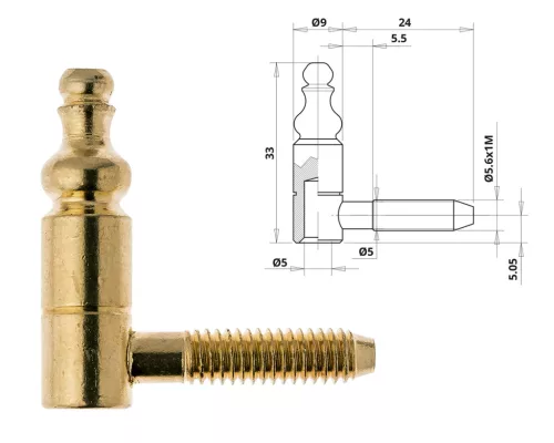 Otlav hinge 2-part decorative 9mm GIRL copper