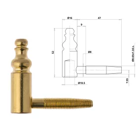 Otlav hinge 2 parts Decorative 16mm GIRL Brass