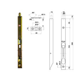 Tolózár Biztonsági 200mm ezüst szögletes Otlav