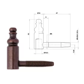 Otlav hinge 2 parts Decorative 16mm GIRL Bronze