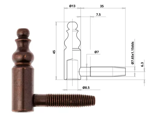 Otlav hinge 2 parts Decorative 13mm GIRL Bronze