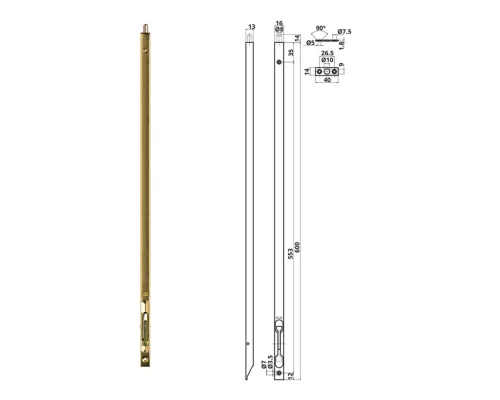 Otlav Slide Lock Security 600mm Brass