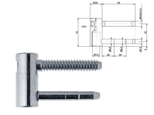 Otlav pánt 3D 20mm LÁNY ezüst (csaphossz 55mm)