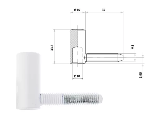 Otlav Scharnier Static M8 GIRL Weiß 015mm