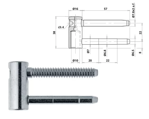 Otlav bracelet 3D long pin.16mm GIRL Silver pin length 57 mm