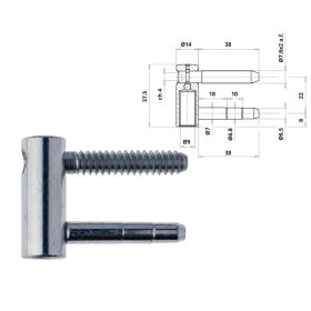 Otlav pánt 3D 14mm LÁNY ezüst (csaphossz 38mm)