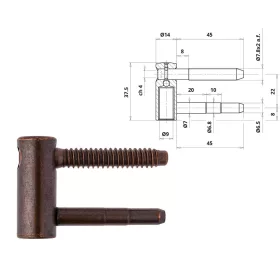 Otlav hinge 3D 14mm GIRL bronze (pin length 38mm)