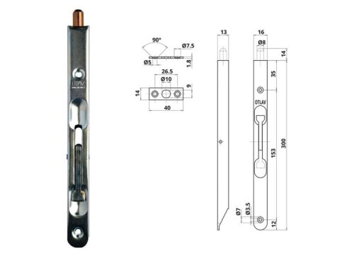 Tolózár Biztonsági 300mm ezüst íves Otlav