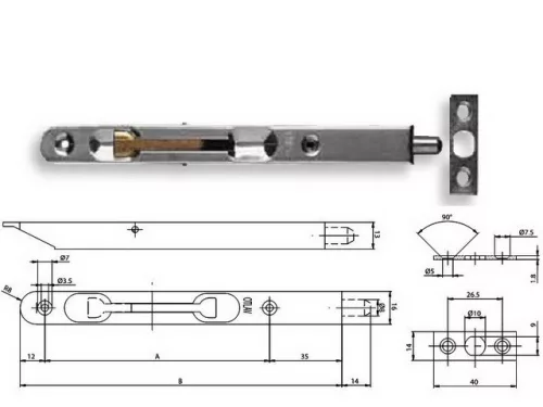 Otlav Slide Lock Security 400mm silver curved