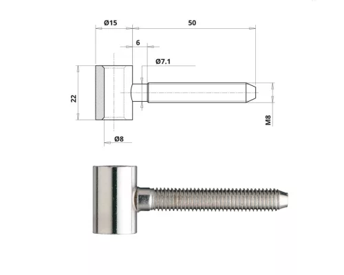 Otlav hinge 3-piece bag 335 Lower-Upper Nickel
