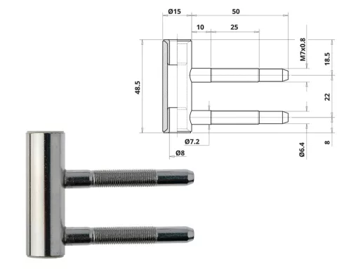 Otlav hinge 3-piece bag 335 Wood Medium Nickel