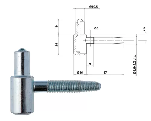 Otlav strap 2-piece Ball 16mm BOY silver