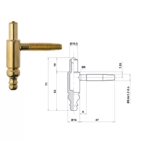 Otlav hinge 2 parts Decorative 16mm BOY Brass